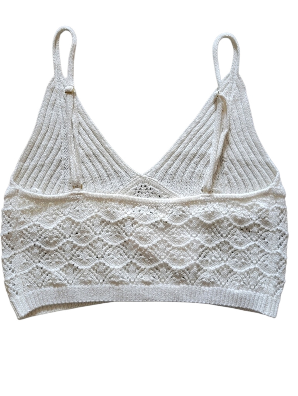 L* Space Lace Knit Bralette Crop Top - White - Picture 4 of 9